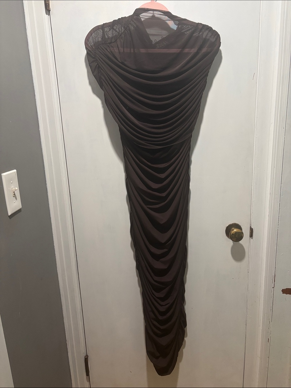 NWOT SER.O.YA Roberta mesh midi dress ash brown size XL